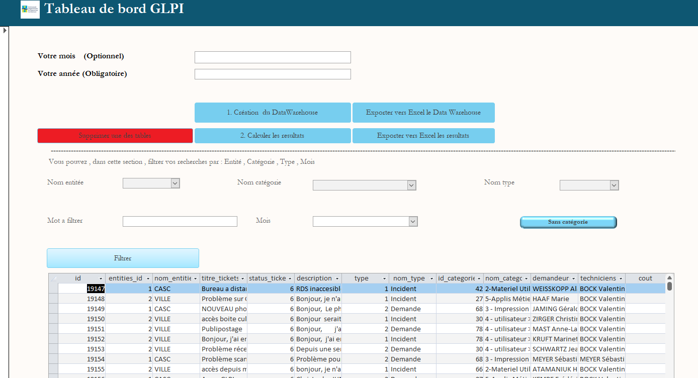 Tableau de bord GLPI